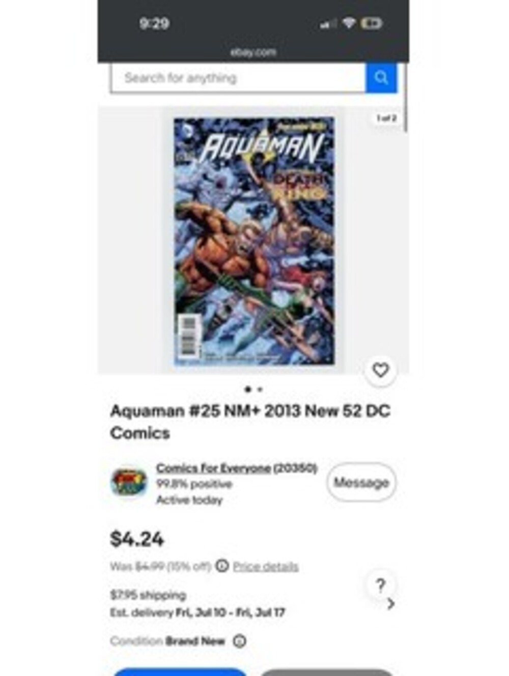 Aquaman #25 NM+ 2013 New 52 DC Comics